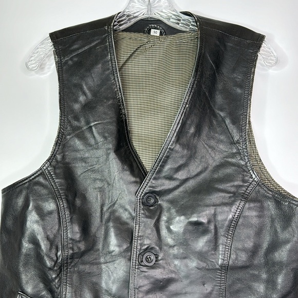 Vintage Rover & Lakes Germany Leather Motorcycle Vest Size 50 42" Chest - Picture 2 of 11